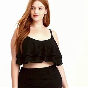 Torrid Black Lace Ruffle Flounce Bikini Top 3x
